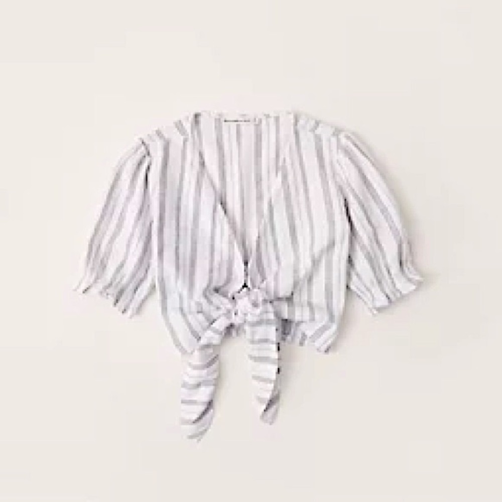 Abercrombie & Fitch Tie-Front Puff Sleeve Top XL BNWT